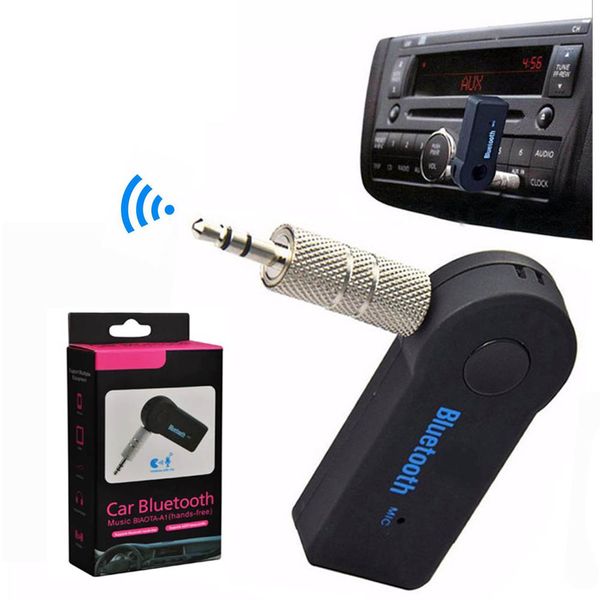 

universal 3.5mm bluetooth car kit auto receiver a2dp audio music adapter handswith mic for phone psp headphones tablet