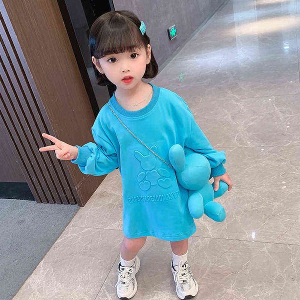

2pcs girl sets children kids clothe cute winter long sleeve classic outfit with bag for 1-12t casual birthday party holiday suit g220310, White