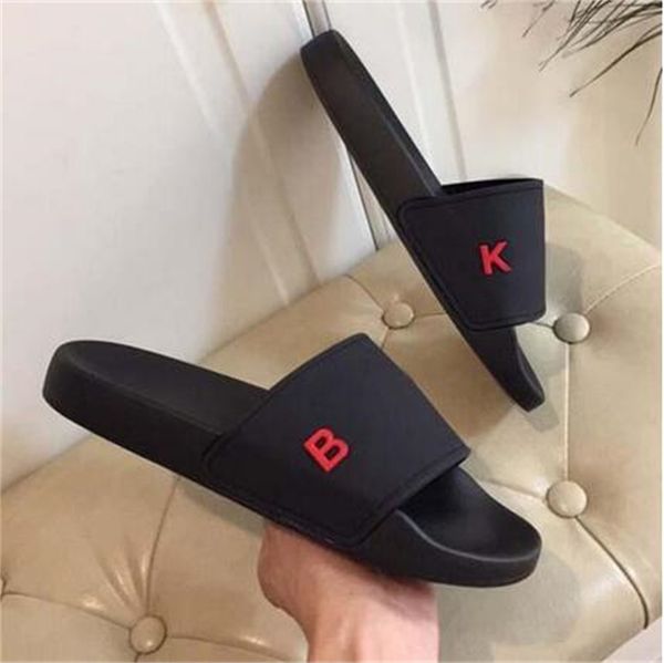 

men's and women's summer rubber sandals slippers beach slide fashion wear resistant slippers indoor shoes size eur 35-45 008, Black
