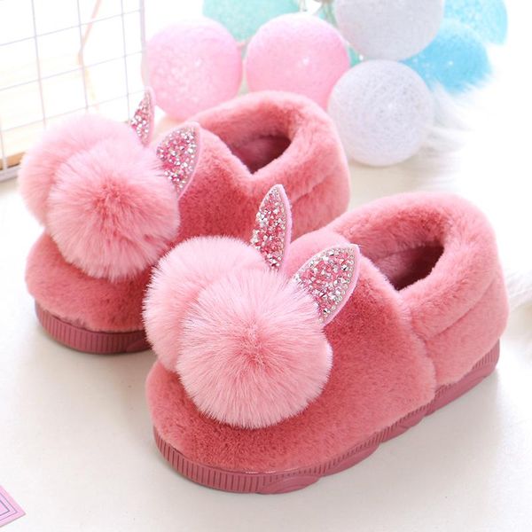 

slipper vosonca children shoes girls cotton slippers boys home kids baby indoor non-slip soft bottom princess warm, Black;grey