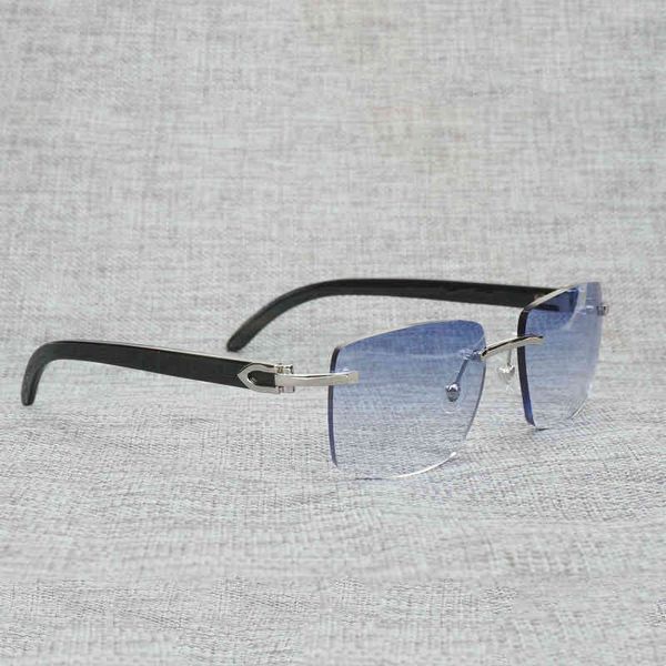 2022 Atacado de fábrica New Natural Madeira Natural Óculos de Sol Homens Búneo Chifre Oversize Quadrado Eyewear Mulheres Acessórios Oculos Shadow Rimless Óculos Para Exterior B