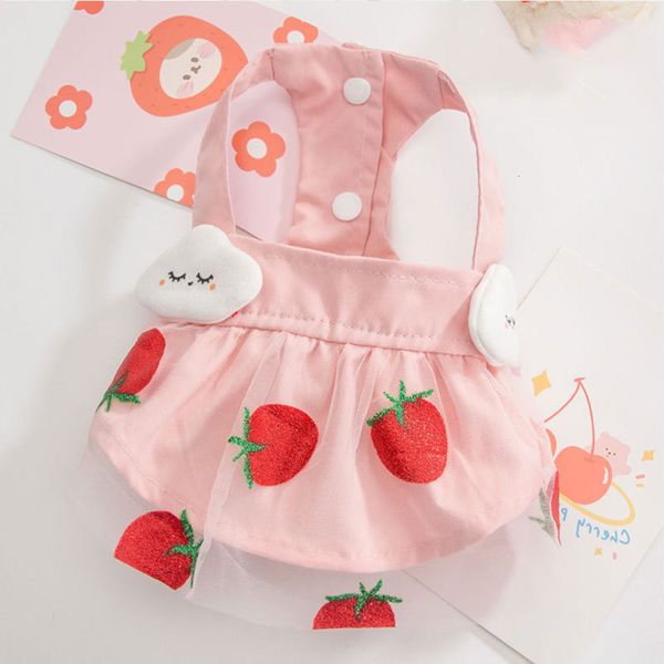 

the dog clothes stereo cloud strawberry screen skirt pet dog spring and summer thin cat dress