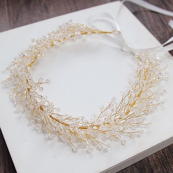 

hair clips & barrettes wedding headband, bridal wreath cluster twig leaves vine with ribbons for women and girls ea, Golden;silver