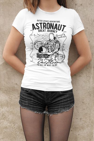 

outer space adventure astronaut, rocket, moon t-shirt tee top, White;black