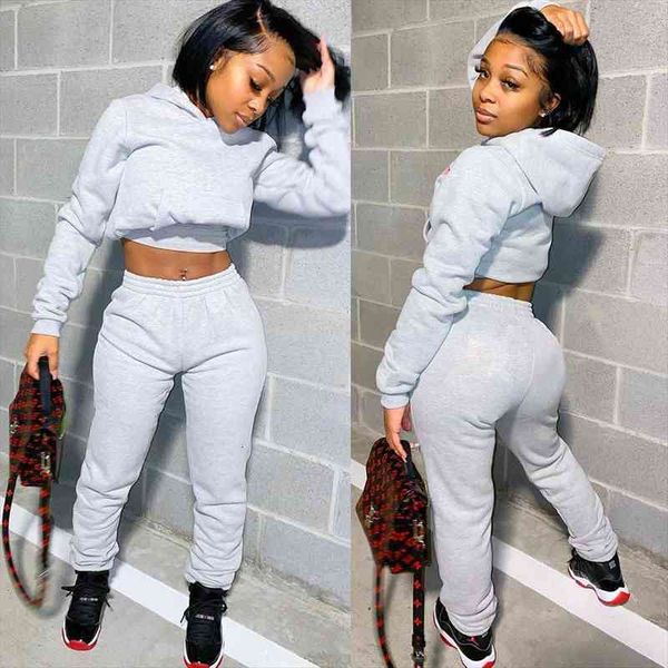 

winter tracksuit joggers 2 womens pants piece sets hooded sweatshirt sweat suits matching set clothing sportwear outfits, White