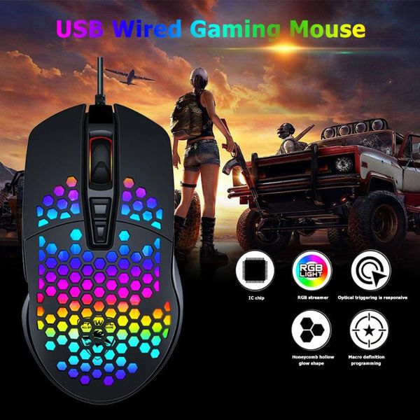 

wired gaming mouse rgb backlight computer v9 honeycomb shell colorful gamer for office caring supplies mice