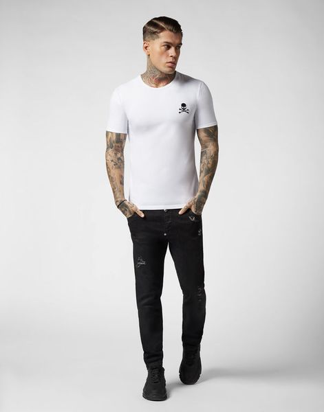 

luxury brand t shirts and polos german fashion mens designer shirts new summer basic solid -shirt men embroidery skull m, White;black