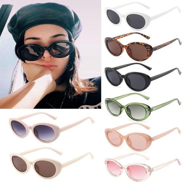 

sunglasses eyewear uv400 women's shades retro oval small frame, White;black