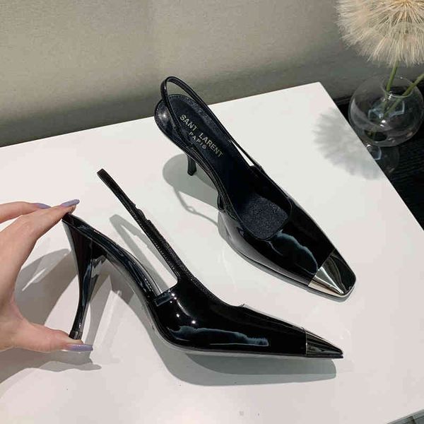 

dress shoes new summer metal small square toe shallow mouth with stiletto heel women's sandals uyod, Black