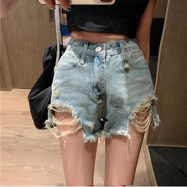 

women's shorts vintage ripped jeans women summer high waist micro mini beach blue denim girls plus size, White;black