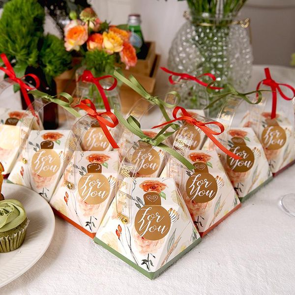 Geschenkpapier, 20 Stück, kreativ, große dreieckige Pyramide, Hochzeitsbevorzugungen, Pralinenschachtel, Handbox, Partyzubehör, Bomboniera, Danke, Schokolade