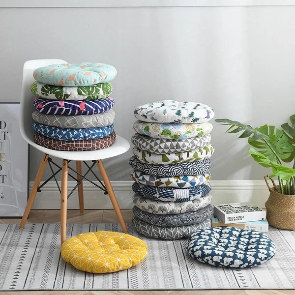 

cushion/decorative pillow 40*40cm chair cushion round thick cotton linen seat for office gaming garden