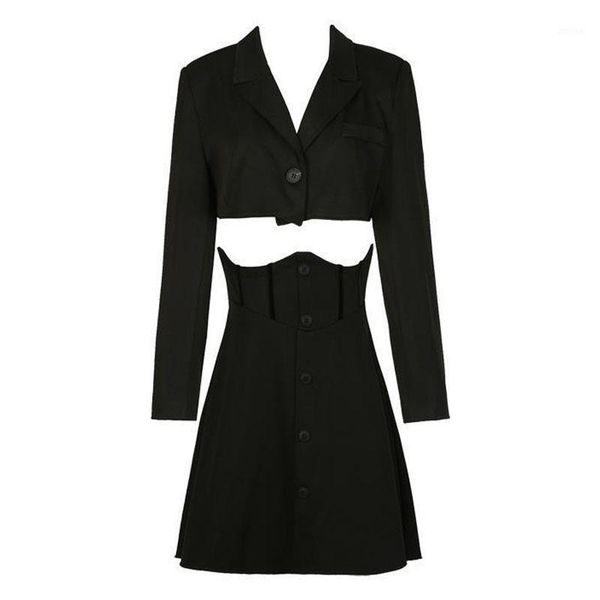

two piece dress elegant black blazer+mini skirt fashion suit office lady design fall clothes for women 2021 2 set korea style gothic, White