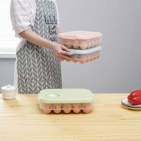 

household egg carton refrigerator fresh-keeping storage box kitchen rack tray can be superimposed with lid bottles & jars