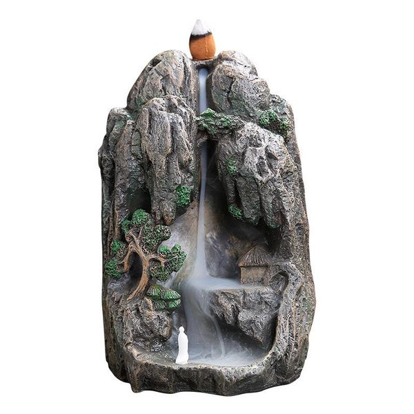 

backflow incense holder waterfall mountain tower resin sandalwood furnace home office censer decor fragrance lamps