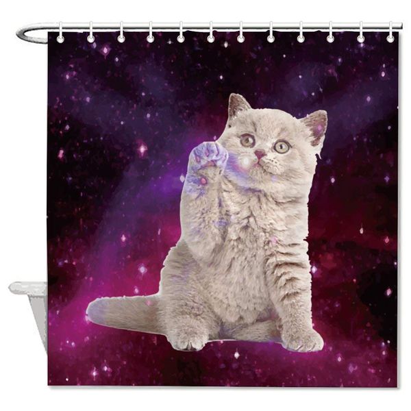 

atmosphere carnivore cat felidae night sky space whiskers bath decorative shower curtain bathroom accessories,water proof