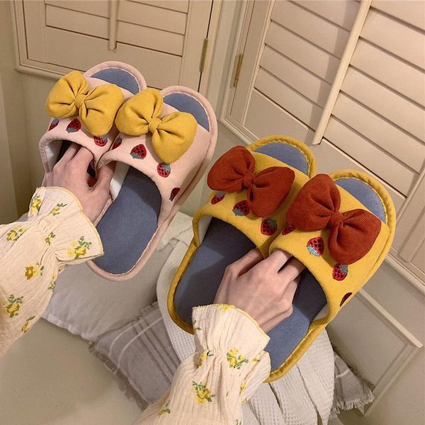 

slippers 2021 cute butterfly knot women soft linen slides shoes summer fall casual flat sandals female footwear home flip flops, Black