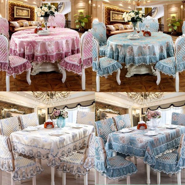 

luxury lace tablecloth chair cover round\rectangle soft sleek fabric european royal blue\purple\beige table cloth