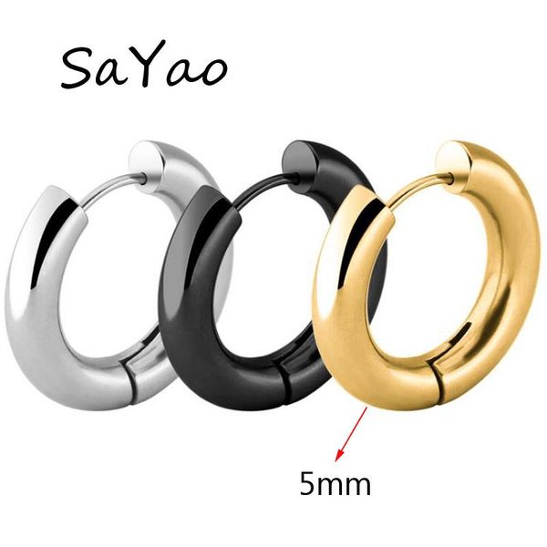 

hoop & huggie 2 pieces stainless steel earring cute big crude circle earrings jewelry men women gift, Golden;silver