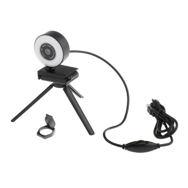 

webcams hd webcam with ring light mini autofocus pc built in microphone camera for mac/live streaming/video conferencing