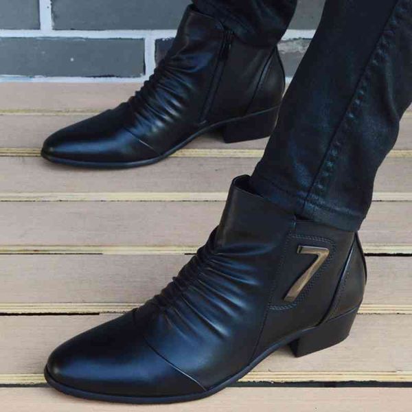 

boots fashion ankle men high zip suit shoes black red dress autumn leather zapatos man hombre 6cco