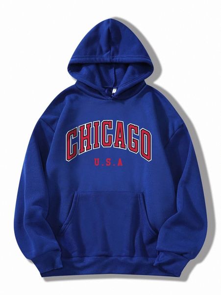 

letter graphic kangaroo pocket drawstring thermal sweatshirt 31ic#, White;black