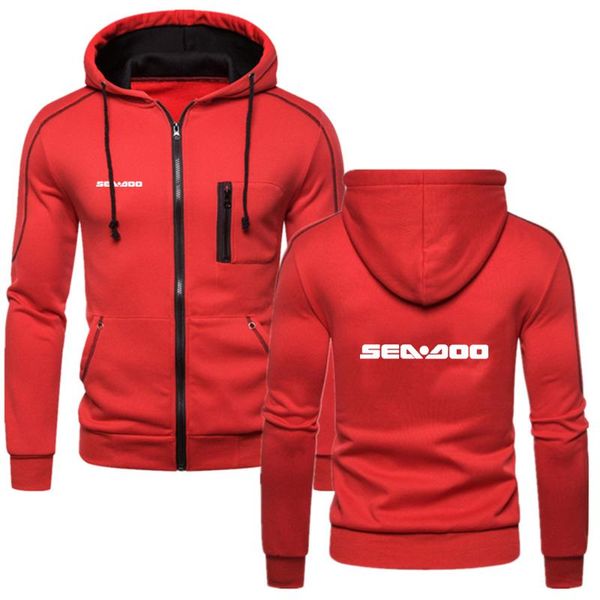 

men's hoodies & sweatshirts mens sea doo seadoo moto comfortable male cotton warm fitness solid fleece printing fashion zipper, Black