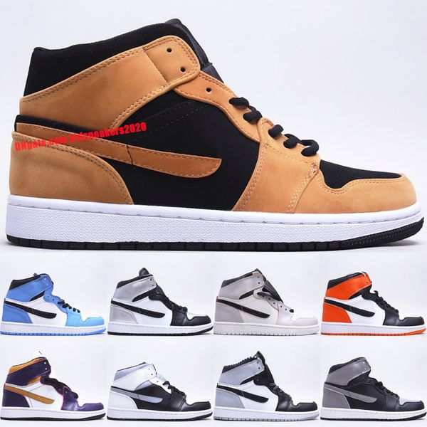 

classic 1 1s high basketball shoes mens womens game royal silver toe co neutral grey shattered backboard barons shadow pollen designer sport, Black