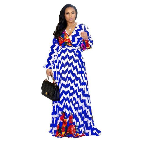 

plus size dresses 2021 african women maxi dress floral print chiffon boho style vestidos elegant beach long femme big, Black