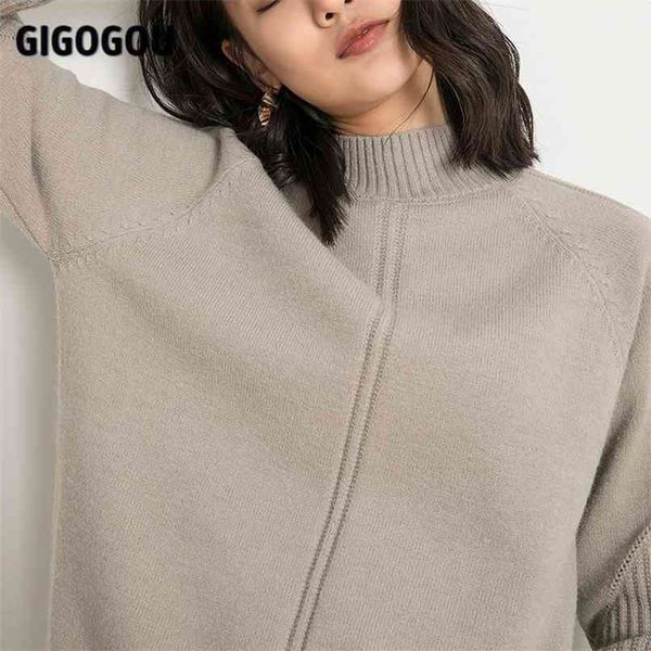 

gigogou vertical stripe women sweaters thick warm cashmere turtleneck casual loose knit pullovers sweater soft female jumper 210918, White;black