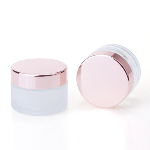 

storage bottles & jars wholesale empty 100pcs 100g rose gold lid frosted clear cosmetic face cream glass jar