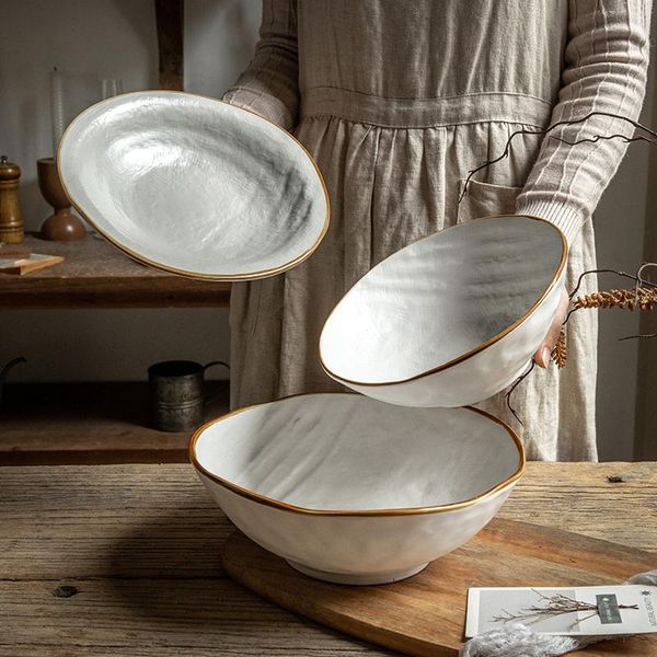 

bowls simple and cloth pattern series tableware thick style ceramic dish bowl large soup basin