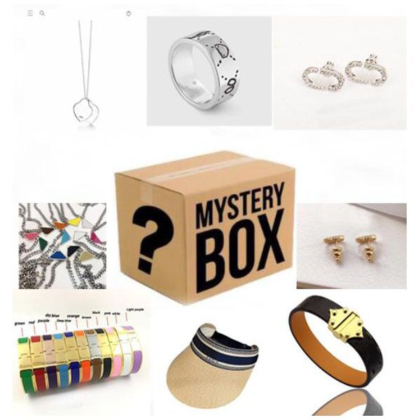 

new three pieces of jewelry in a box lucky mystery boxes there is a chance to open: necklace, bracelet, earrings, hat more gift, Golden;silver