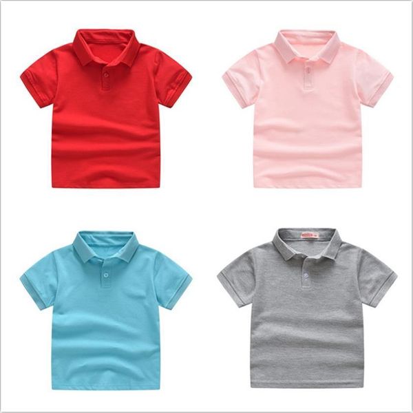 

kids t shirt boys summer cotton solid short lapel fashion infants 2 3 4 5 6 7 years exquisite, Blue