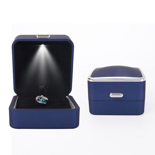 

jewelry pouches, bags led light blue pendent packaging display box for women wedding ring earring jewellery organizers lover gift 3 colos, Pink;blue