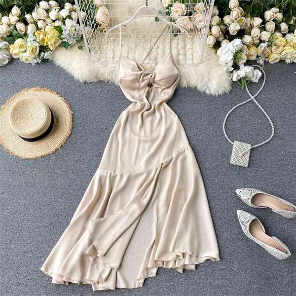 

ladies elegant dress summer women sleeveless machine twist backless solid color party vestidos n483 210527, Black;gray