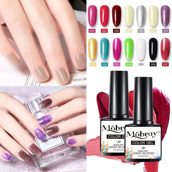 

nail gel mobray 8ml polish semi permanent varnish base coat uv led soak off art set, Red;pink