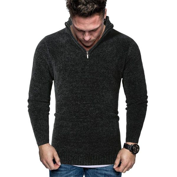 

men's sweaters 2021 european size autumn/winter trade solid color stand collar zipper design long sleeve pullover, White;black