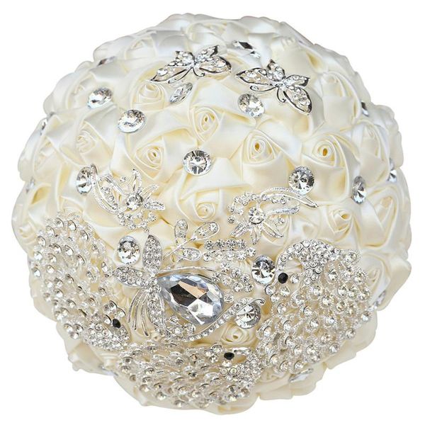 

arrival bride and bridesmaid pearl rhinestones holding bouquet ivory satin rose wedding supplies ns007 decorative flowers & wreaths