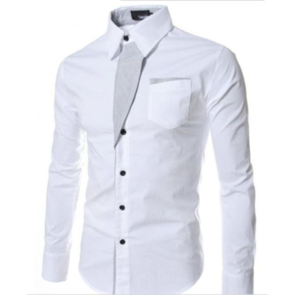 

men's casual shirts men turn-down collar shirt spring autumn fashion long sleeve button slim fit contrast color british, White;black