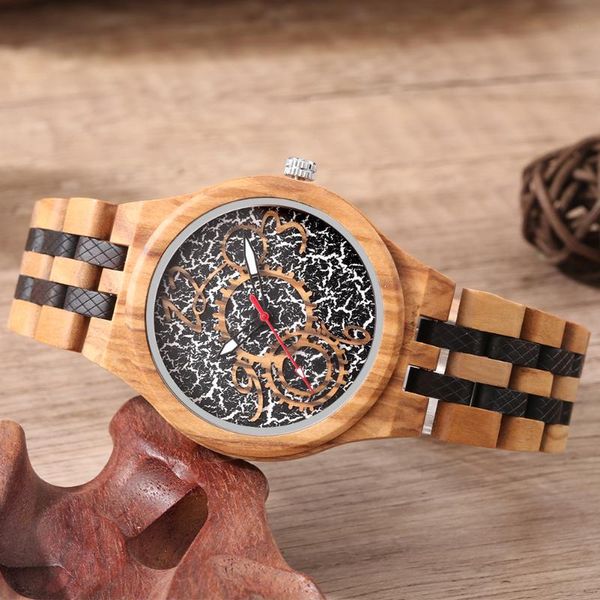 

wristwatches luxury wooden quartz wristwatch 2021 watch for men olive wood ebony watches clock boyfriend husband gift, Slivery;brown