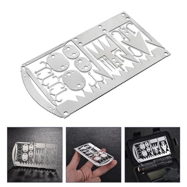 

2pcs portable outdoor survival multi-tool cards for camping hiking fishing hooks