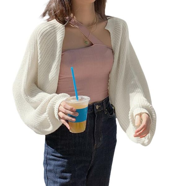 

women's knits & tees spring fall knit shrug casual loose long sleeve solid color open front bolero cardigan white/black