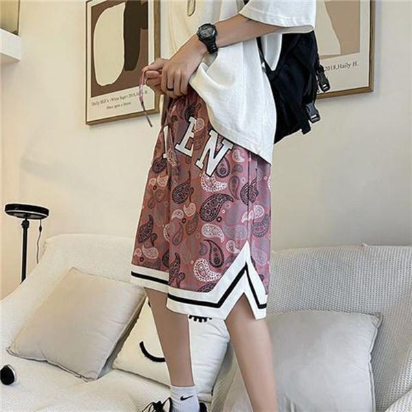 

men's shorts summer casual printing cashew flowers male street fashion hip hop men the basketball movement jogging, White;black