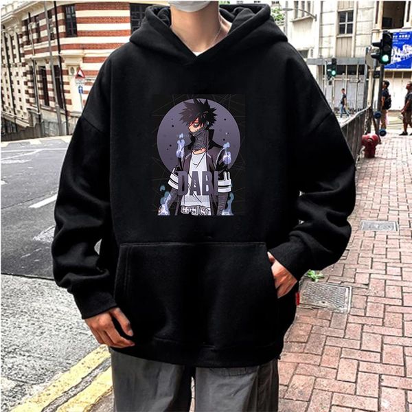 

men's hoodies & sweatshirts 100%cottonjanpanese anime my hero academia dabi fighting scenes printed hooded oversized winter, Black