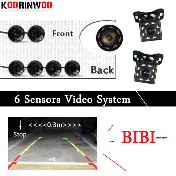 

car rear view cameras& parking sensors koorinwoo video system 6 radar buzzer alarm front probes parktronic camera accessories black white