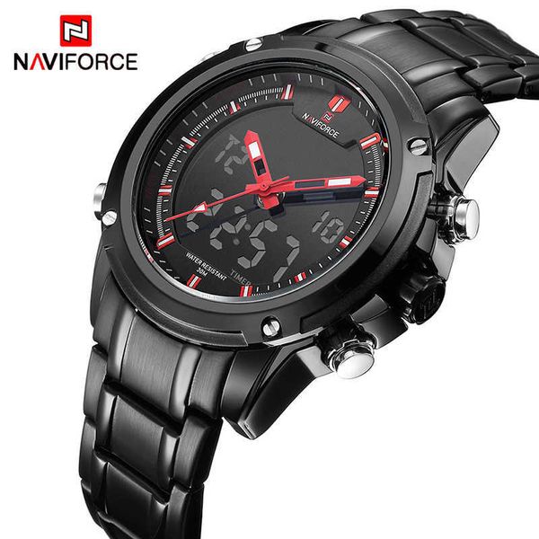 

naviforce luxury brand men sports army military watches men's quartz analog led clock male waterproof watch relogio masculino 210728, Slivery;brown