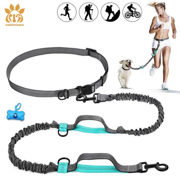 

dog collars & leashes running hands leash durable nylon reflectance adjustable scalable waist belt for outdoor training