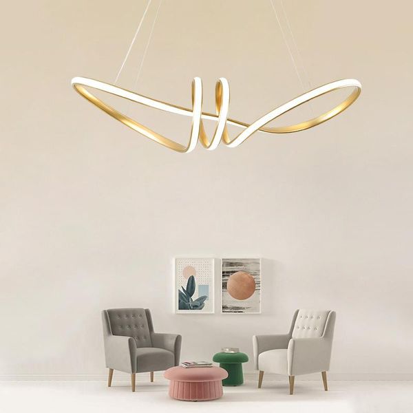 Lampade a sospensione Modern Gold Led Lights Living Dining Room Decor Lamp Shop Shop Drop Hanging Light Sospension Luminaire