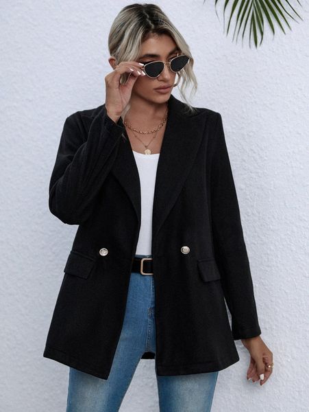 

lapel collar double button blazer 71ip#, White;black